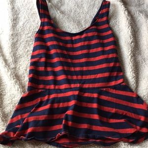 red and blue stripes peplum top